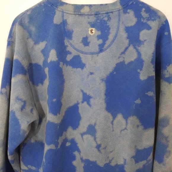 Upcycled Bleached Tye Dye Blue Duke Sweatshirt M - Picture 4 of 7